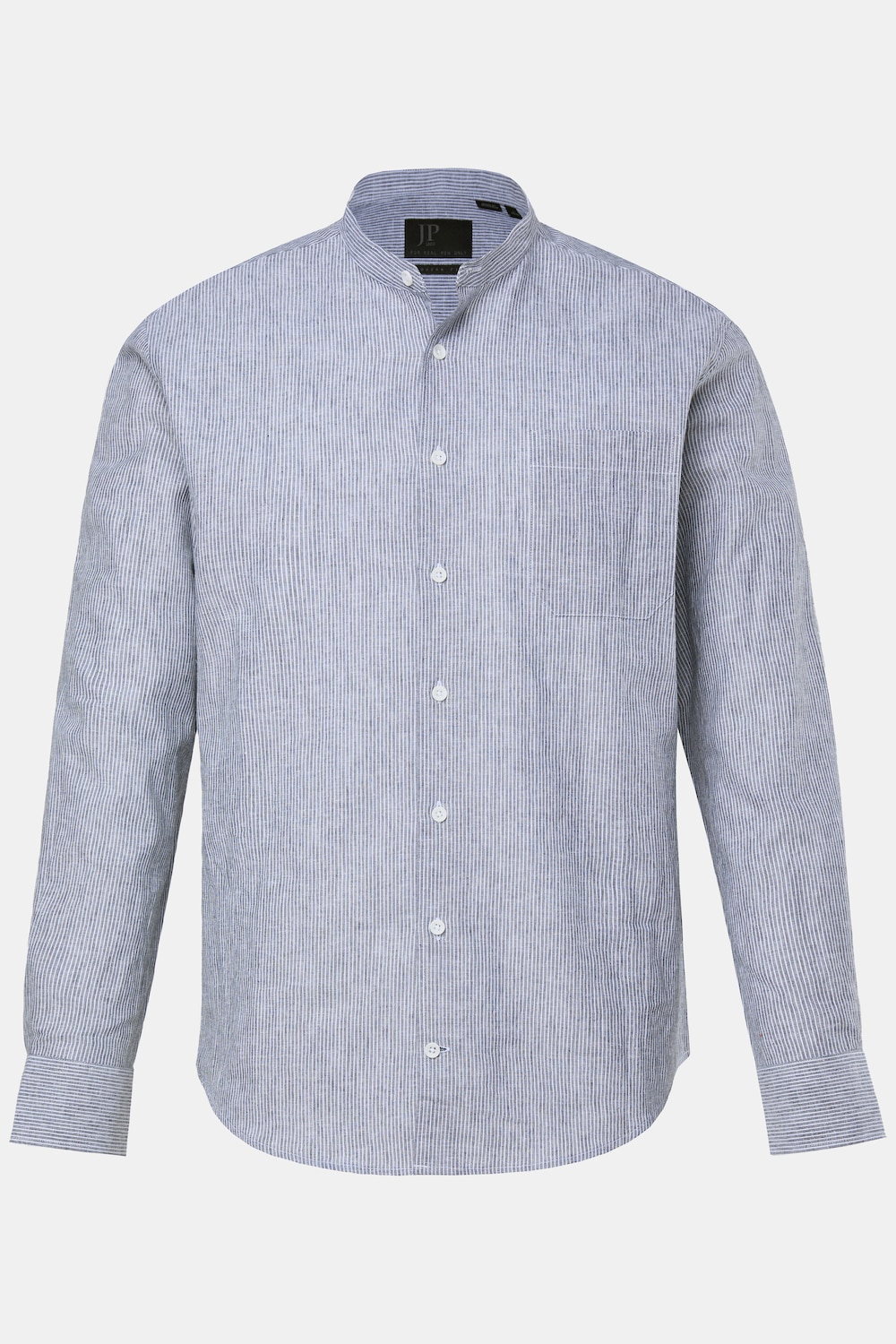 Chemise à rayures JP 1880 en lin mélangé, manches longues et col officier, coupe Modern Fit - jusqu'au 8 XL