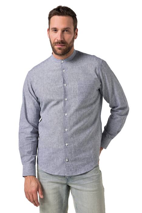 Pruhovaná košile JP1880, lněná směs, dlouhé rukávy, stojáček, Modern střih, do 8XL