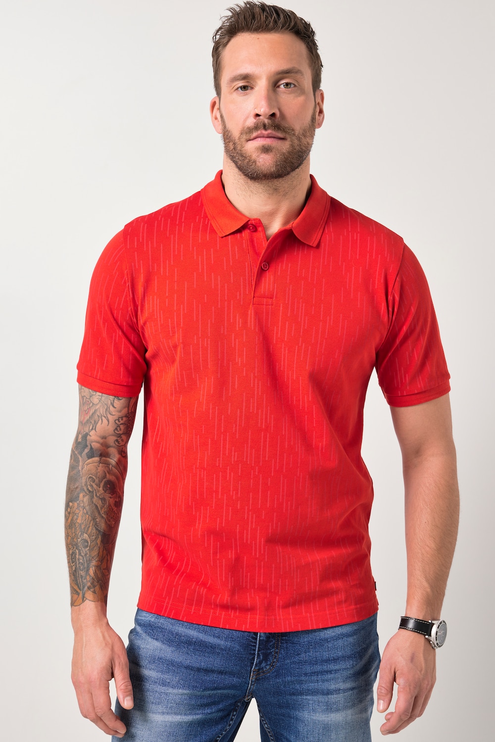 JP1880 Poloshirt, Halbarm, Piqué, Alloverdruck, bis 8 XL