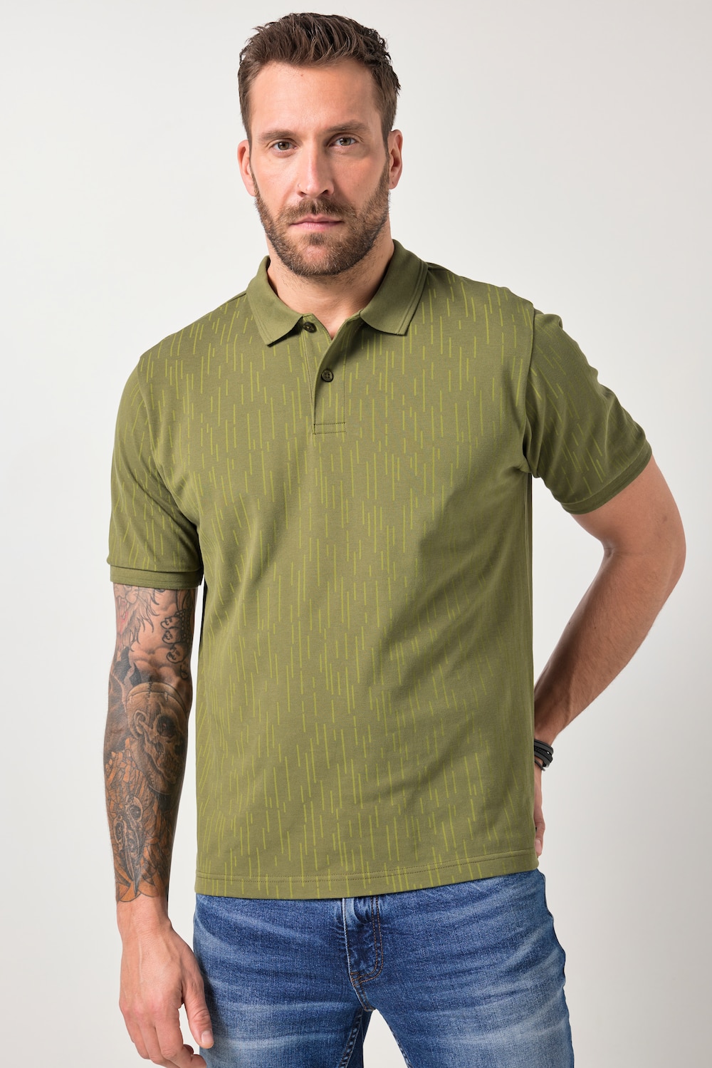 JP1880 Poloshirt, Halbarm, Piqué, Alloverdruck, bis 8 XL