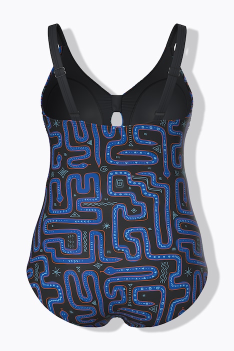 Kostium kąpielowy, wzór skóra węża, miękkie miseczki, falbana, z recyklingu