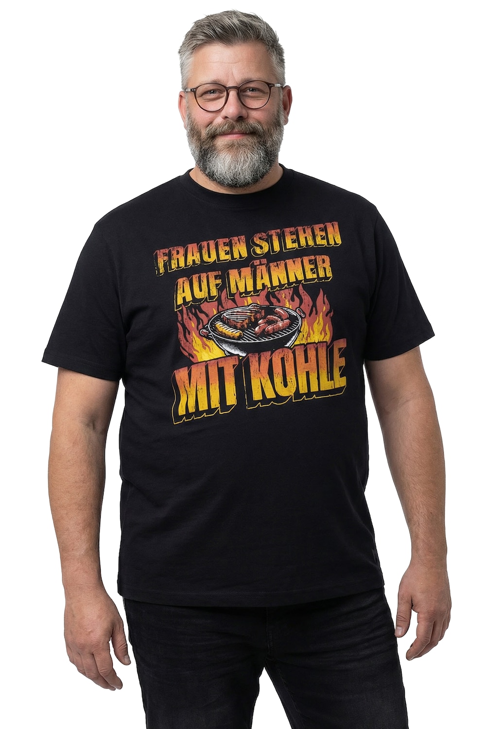 Stora storlekar T-shirt, Her, svart, storlek: L, Bomull, Men Plus