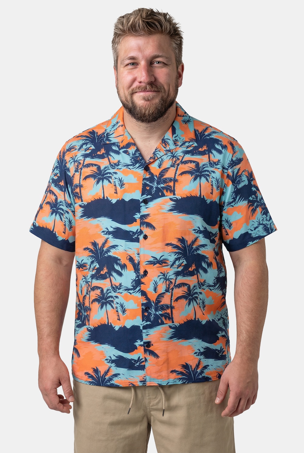 Hemd, Halbarm, Cuba Kragen, kastiger Fit, Alloverprint, bis 8 XL