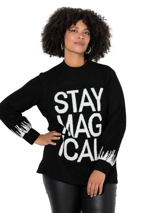 Svetr, nápis STAY MAGICAL, balónové rukávy