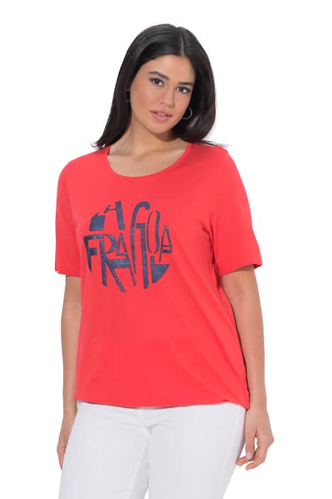 Tričko s nápisem, kulatý výstřih, polo rukávy, elastický lem