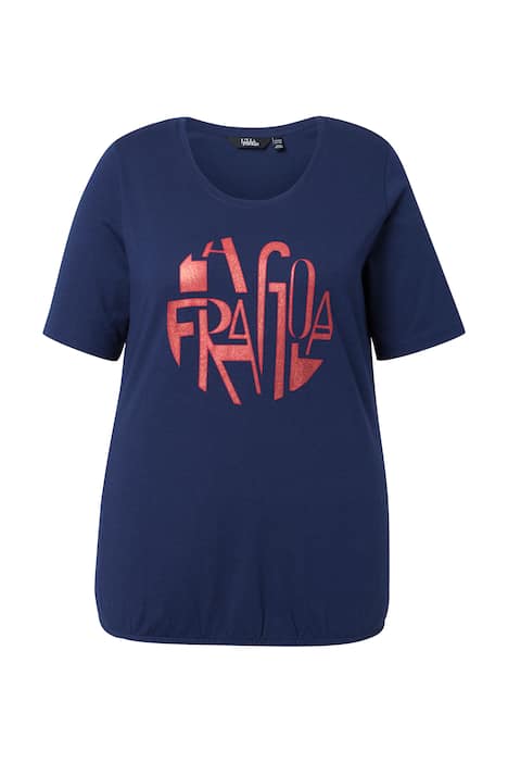 Tričko s nápisem, kulatý výstřih, polo rukávy, elastický lem