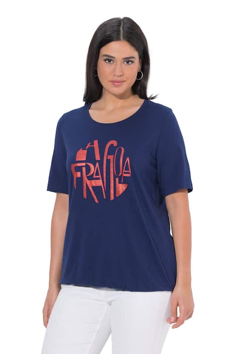 Tričko s nápisem, kulatý výstřih, polo rukávy, elastický lem