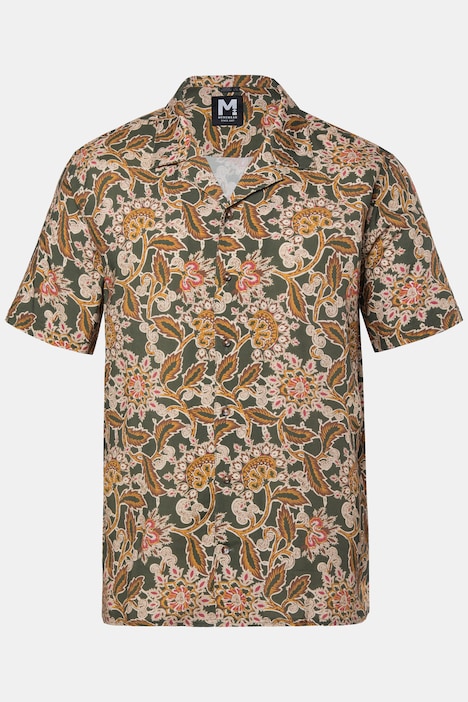 Camisa, manga corta, cuello cubano, corte recto, estampado integral, hasta 8 XLL