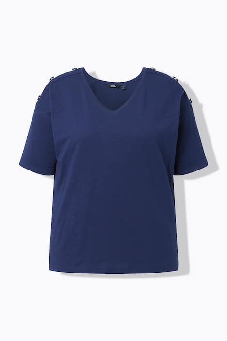 T-Shirt, Schulterschlitze, Oversized, V-Ausschnitt, Halbarm