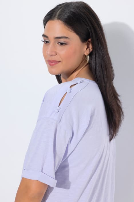 T-Shirt, Schulterschlitze, Oversized, V-Ausschnitt, Halbarm