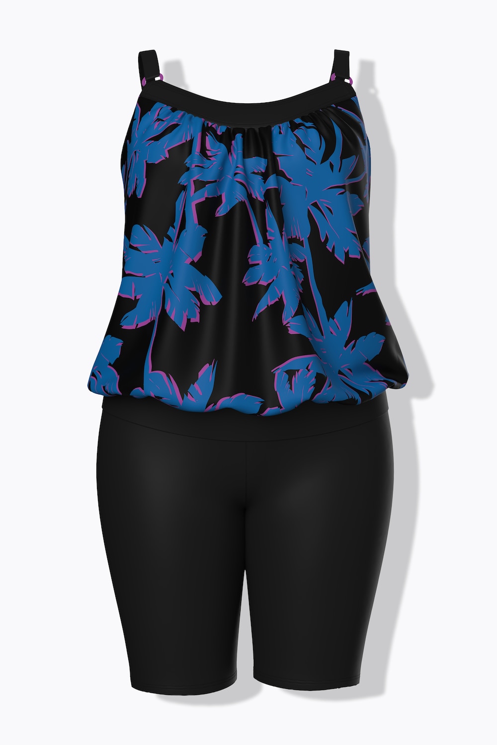 Tankini mit Shorts, Palmen, Softcups, Träger verstellbar