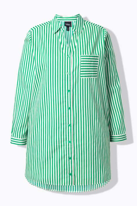 Chemisier rayé, col chemise et manches longues, coupe évasée