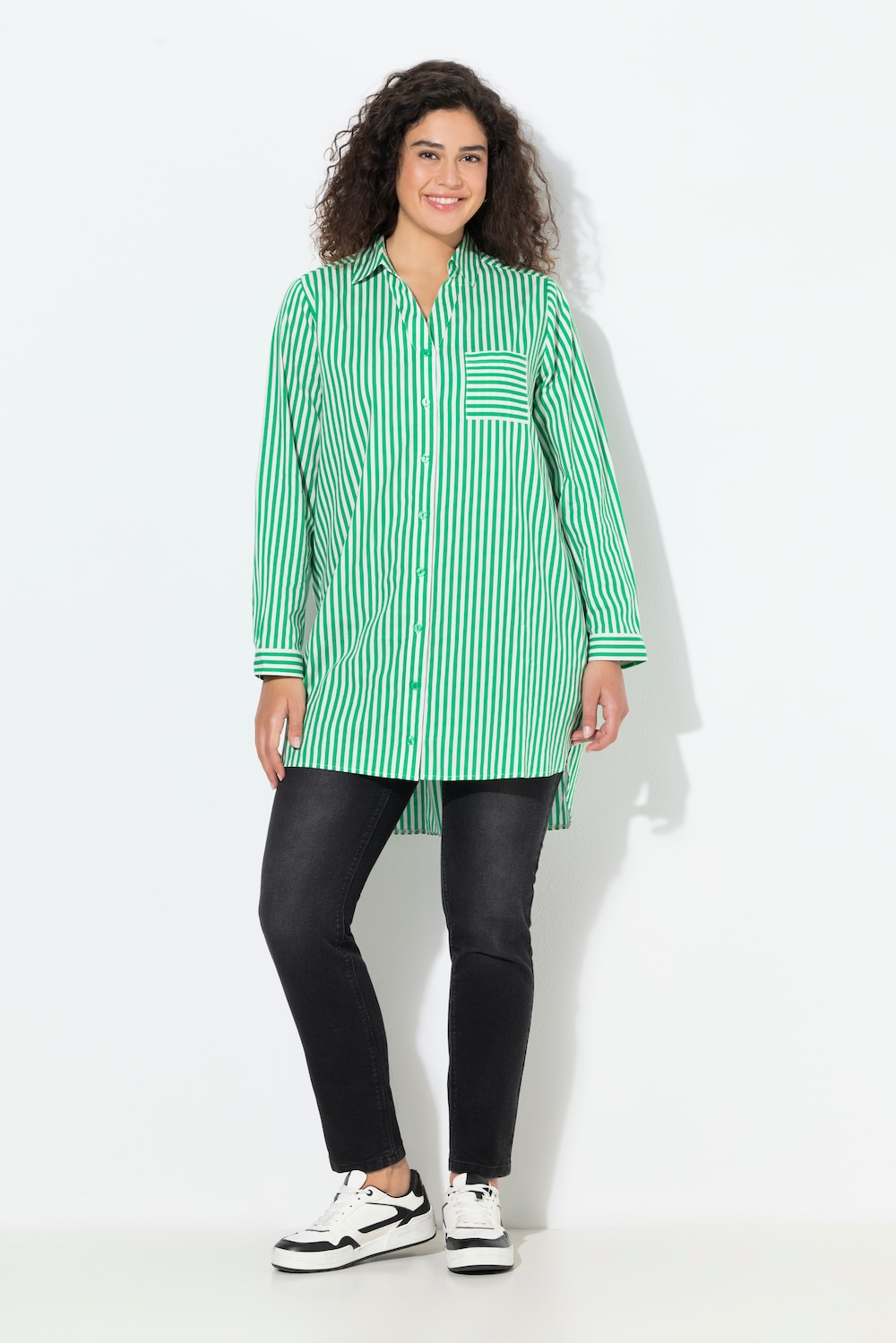 Große Größen Hemdbluse, Damen, grün, Größe: 62/64, Baumwolle, Ulla Popken