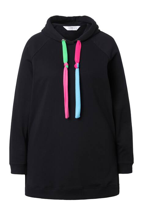 Mikina s kapucí, barevné vázací stuhy