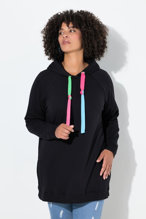 Hoodie, Kapuze mit farbigen Bindebändern
