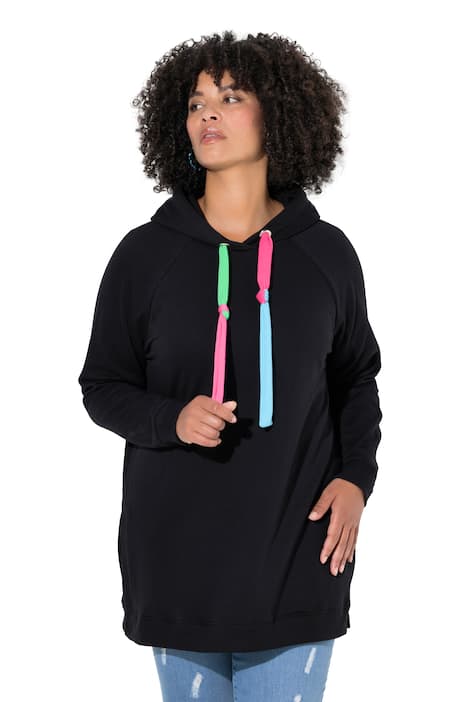 Mikina s kapucí, barevné vázací stuhy