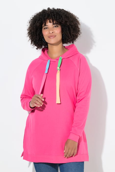 Hoodie, Kapuze mit farbigen Bindebändern