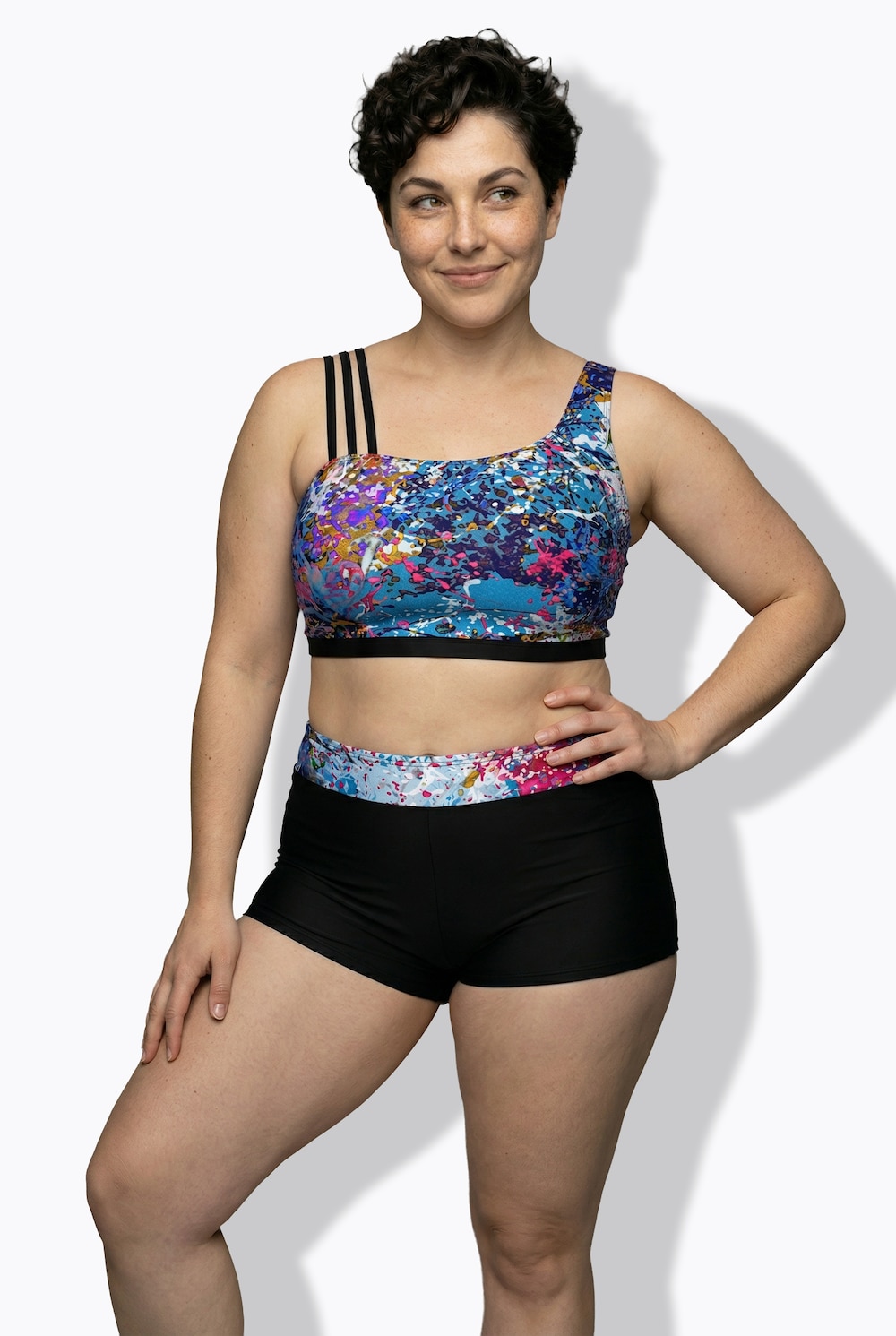 Bikini, Glitzerdruck, Softcups, Dreierträger