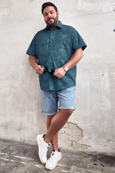 Skjorta, halvlång ärm, blommönster, kentkrage, comfort fit, upp till 8XL
