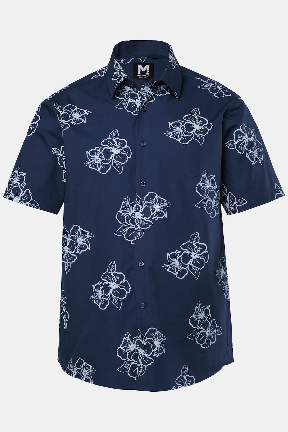 skjorte, kortærmet, Kent-krave, blomstermønster, Comfort Fit, til 8XL