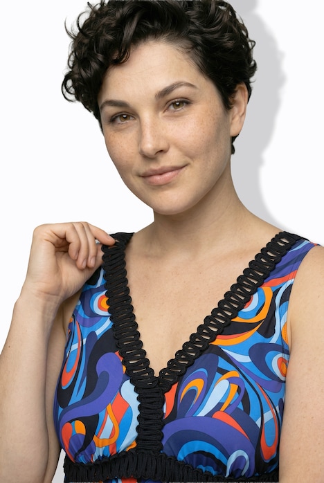 Badeanzug, Wellenmuster, Softcups, Zierborte