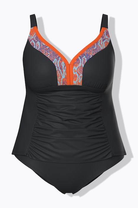 Tankini, Raffung, Zierborte, Softcups, verstellbare Träger
