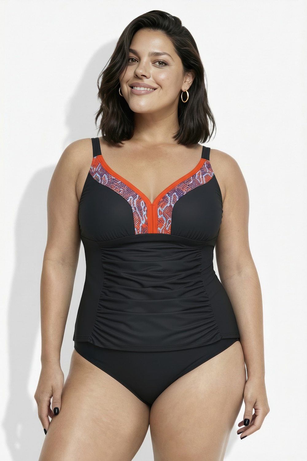 Tankini, Raffung, Zierborte, Softcups, verstellbare Träger