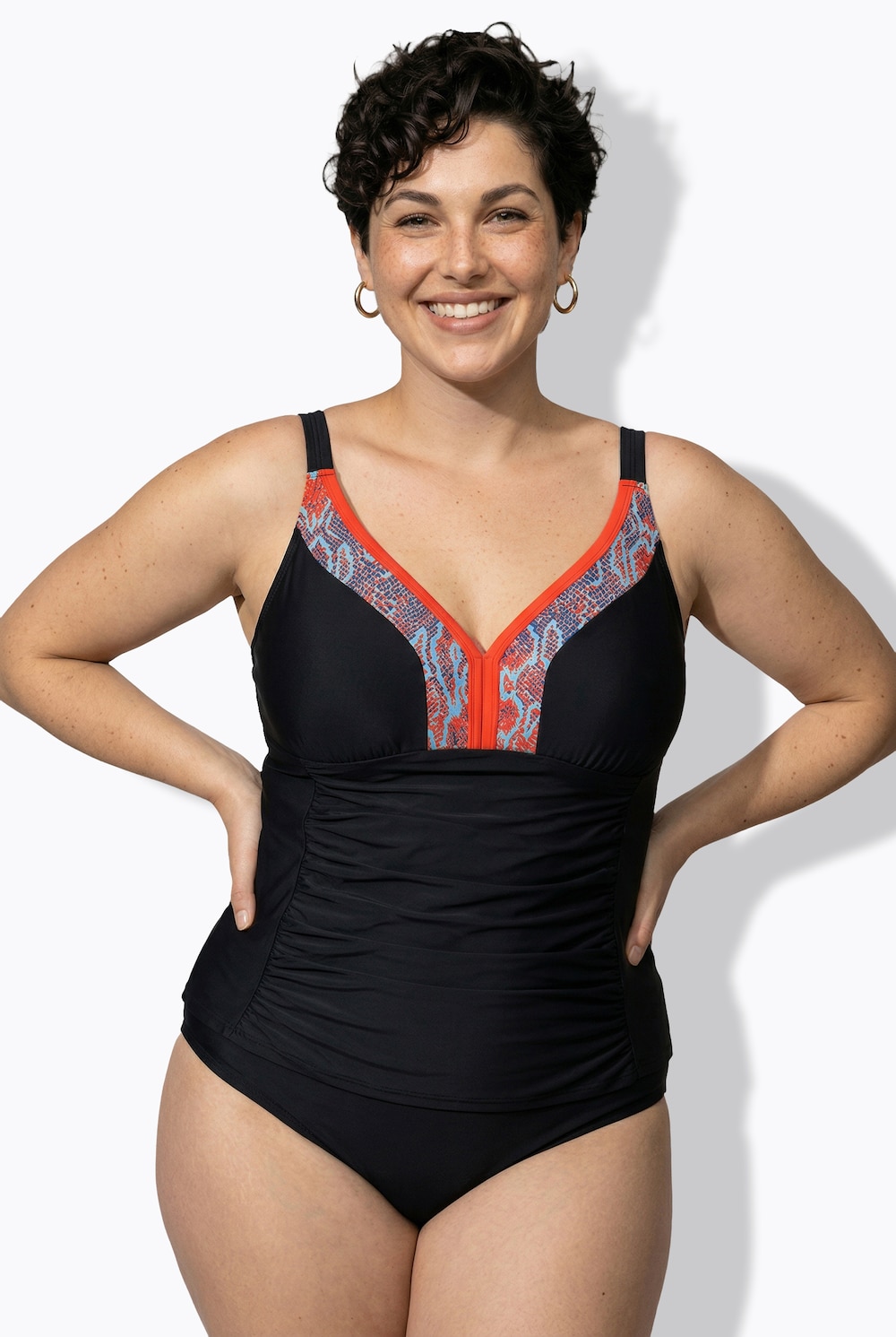 Tankini, Raffung, Zierborte, Softcups, verstellbare Träger