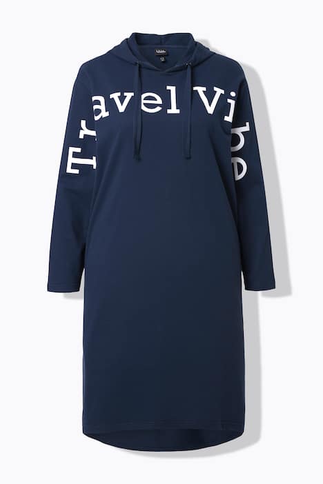 Robe midi en molleton, message format XL, capuche et manches longues