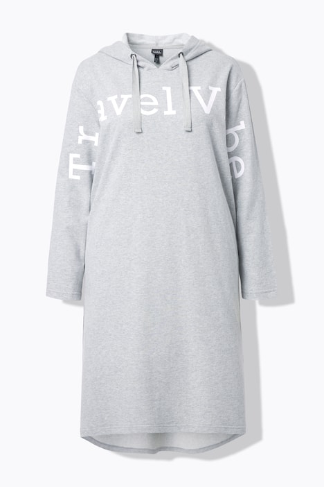 Robe midi en molleton, message format XL, capuche et manches longues