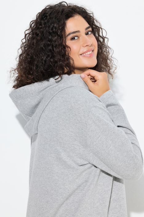 Robe midi en molleton, message format XL, capuche et manches longues