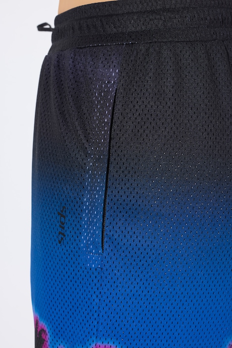 Aktiv-Shorts, Palmen-Bordüre, weites Bein, Elastikbund