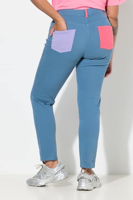 Jeans Emma, Slim Fit, farbige Gesäßtaschen, 5-Pocket
