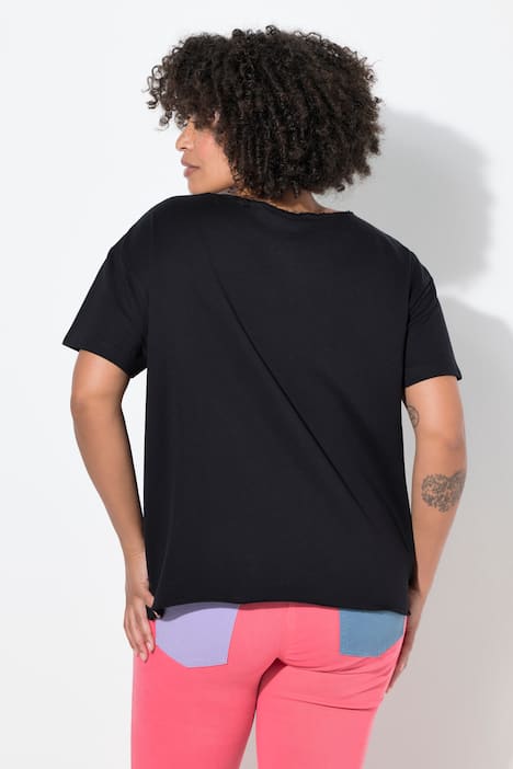 Sweatshirt, Boxy Fit, Kurzarm, Frottee-Schriftzug