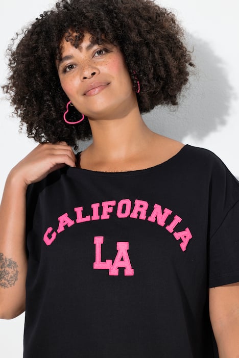 Sweatshirt, Boxy Fit, Kurzarm, Frottee-Schriftzug