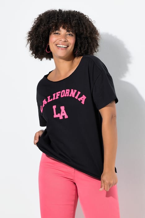 Sweatshirt, Boxy Fit, Kurzarm, Frottee-Schriftzug