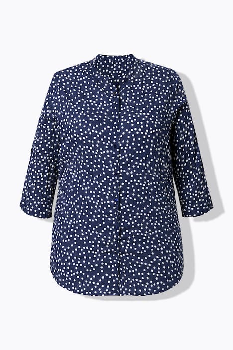 Blouse, crash-look, stippen, opstaande kraag, 3/4-mouwen