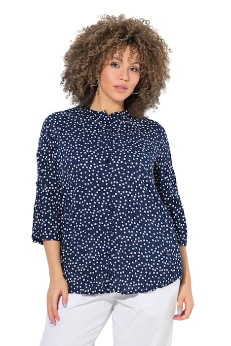 Halenka, mačkaný vzhled, puntíky, stojáček, 3/4 rukáv