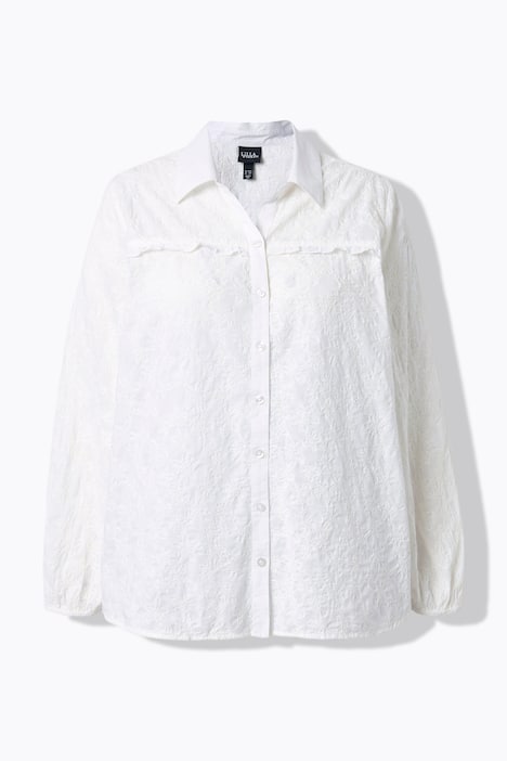 Bluse, Seestern-Stickerei, A-Linie, Hemdkragen, 3/4-Arm