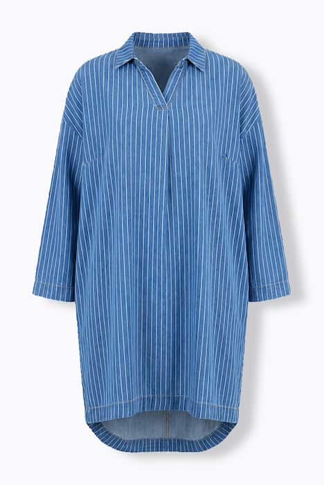 Striped Long Sleeve Denim Dress