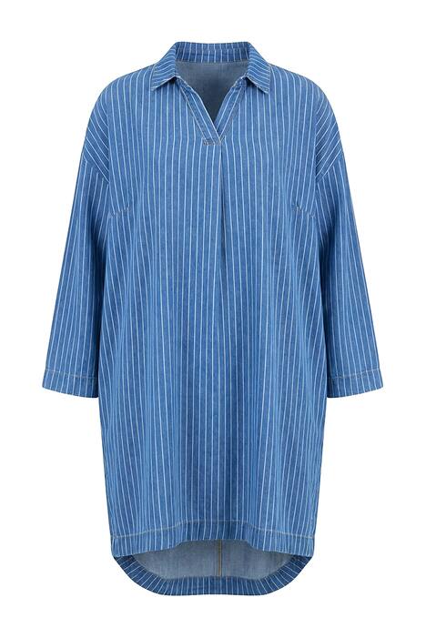 Džínové šaty s pruhy, dlouhé rukávy