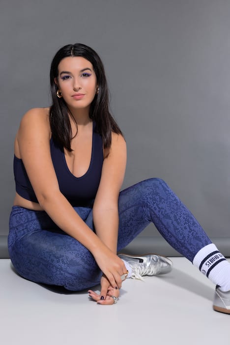 Sport-Tights, High Waist, Snake Print, knöchellang, seitliche Tasche