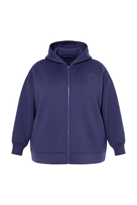 Scuba bunda, oversize, kapuce, tónovaný potisk