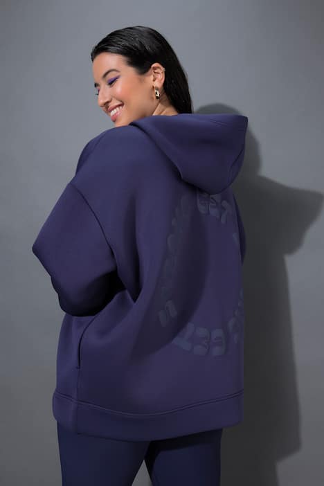 Scuba-Jacke, Oversize Shape, Kapuze, toniger Print