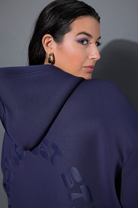 Scuba-Jacke, Oversize Shape, Kapuze, toniger Print