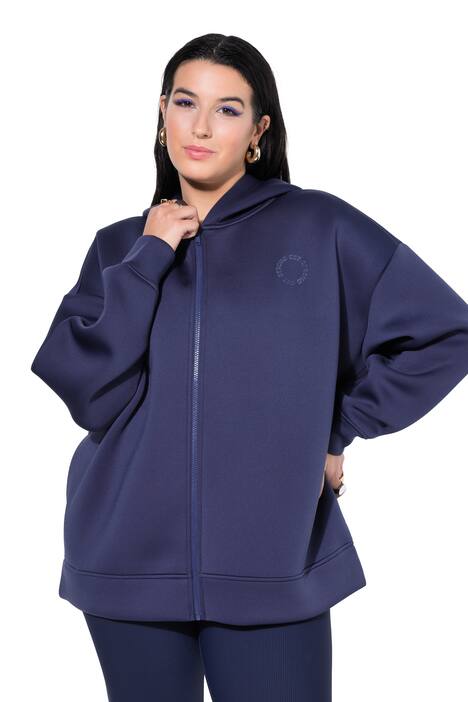 Scuba bunda, oversize, kapuce, tónovaný potisk