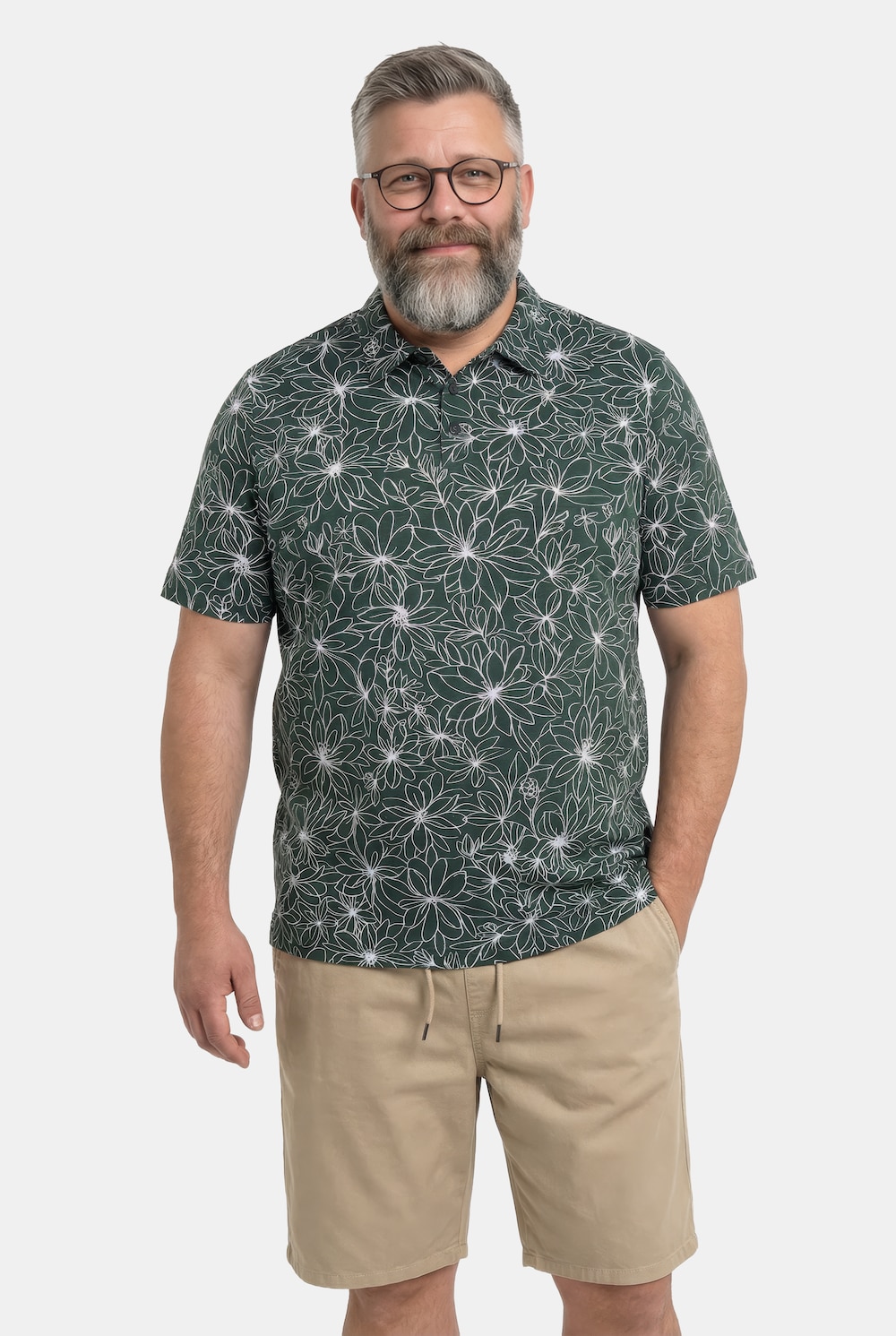 Men+ Poloshirt, Alloverprint, Halbarm, bis 8 XL