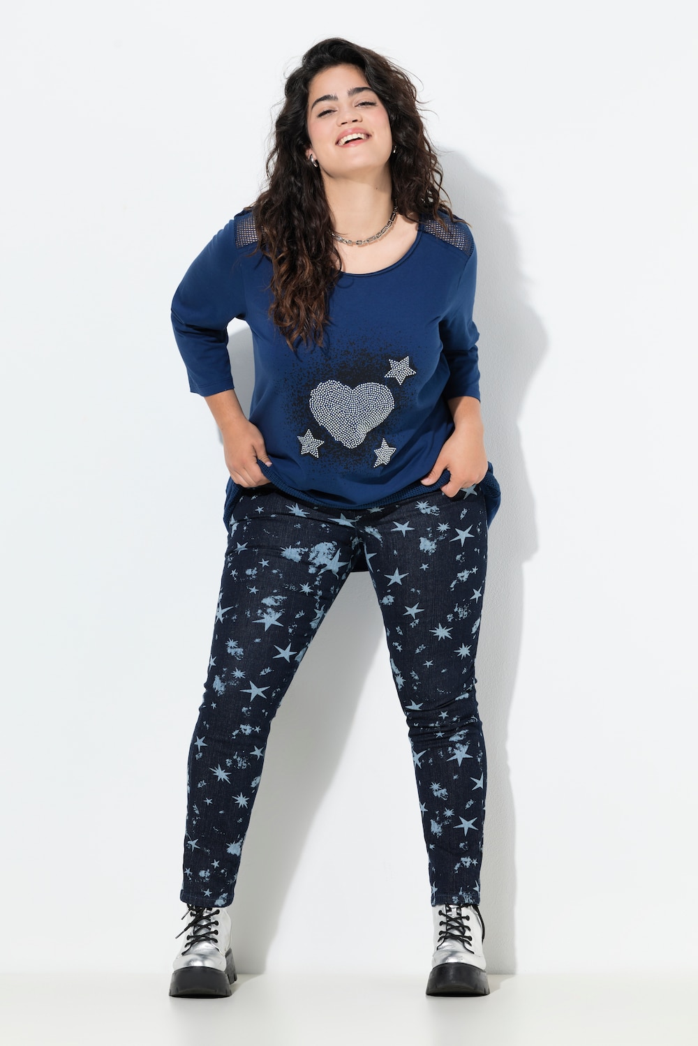 Jeggings, slim fit, jeanslook, stjerner