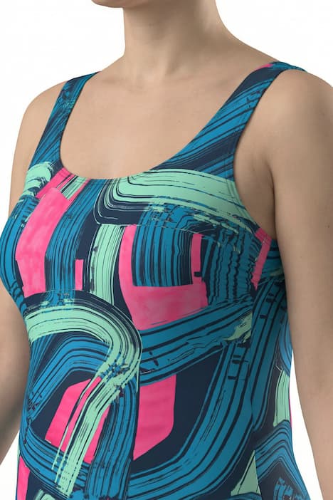 badpak met penseelstrekenpatroon, zonder softcups