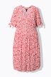 Midi-jurk, aardbeien, A-lijn, V-hals, korte mouwen